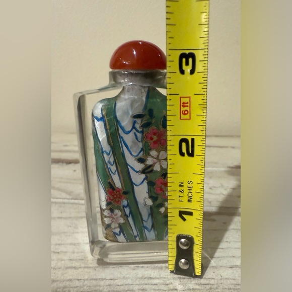Vintage Chinese Snuff Bottle Reverse-Painted Floral - Picture 7 of 8